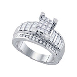10kt White Gold Womens Princess Diamond Cindy's Dream Cluster Bridal Wedding Engagement Ring 7/8 Cttw - Size 5