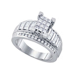 10kt White Gold Womens Princess Diamond Cindy's Dream Cluster Bridal Wedding Engagement Ring 7/8 Cttw - Size 9