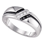 10kt White Gold Mens Round Black Color Enhanced Diamond Band Ring 1/5 Cttw