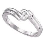 10kt White Gold Womens Round Diamond Solitaire Promise Bridal Ring 1/20 Cttw