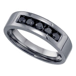 Sterling Silver Black Color Enhanced Round Diamond Mens Masculine Wedding Anniversary Band 5/8 Cttw