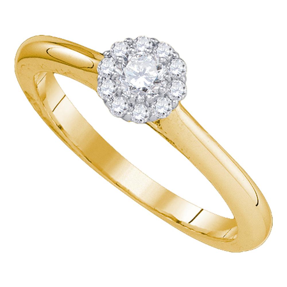 14kt Yellow Gold Womens Round Diamond Solitaire Bridal Wedding Engagement Ring 1/4 Cttw