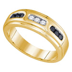 10k Yellow Gold Black Color Enhanced Diamond Channel-set Mens Wedding Anniversary Band Ring 1/3 Cttw