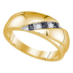 10kt Yellow Gold Mens Round Black Color Enhanced Diamond Wedding Band Ring 1/5 Cttw