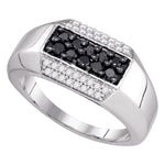 10kt White Gold Mens Round Black Color Enhanced Diamond Band Ring 3/4 Cttw