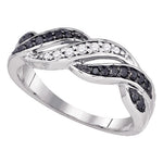10kt White Gold Womens Round Black Color Enhanced Diamond Infinity Weave Band 1/4 Cttw