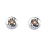 10kt White Gold Womens Round Brown Color Enhanced Diamond Solitaire Stud Earrings 1/4 Cttw