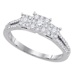 14kt White Gold Womens Round Diamond 3-stone Bridal Wedding Engagement Ring 1/2 Cttw