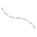 Sterling Silver Womens Round Black Color Enhanced Diamond Infinity Bracelet 1/4 Cttw