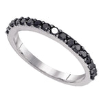10kt White Gold Womens Round Black Color Enhanced Diamond Band Ring 1/2 Cttw