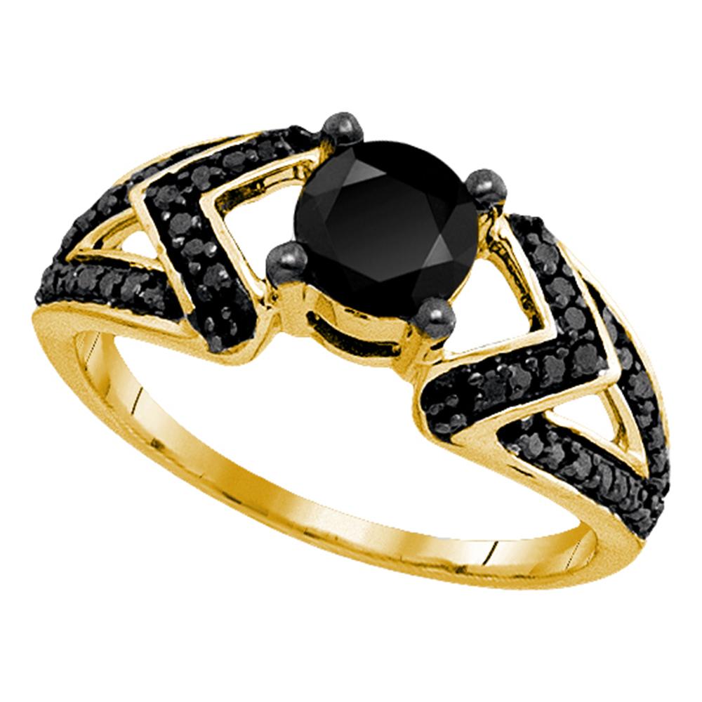 10kt Yellow Gold Womens Round Black Color Enhanced Diamond Solitaire Bridal Wedding Engagement Ring 1.00 Cttw