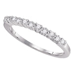 10kt White Gold Womens Round Diamond Slender Single Row Band 1/8 Cttw