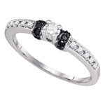 10kt White Gold Womens Round Diamond Solitaire Bridal Wedding Engagement Ring 1/4 Cttw