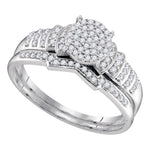 Sterling Silver Womens Round Diamond Cluster Bridal Wedding Engagement Ring Band Set 1/4 Cttw