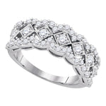 14kt White Gold Womens Round Diamond Diagonal Square Band Ring 1.00 Cttw