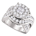 14kt White Gold Womens Princess Round Diamond Soleil Cluster Bridal Wedding Engagement Ring 2-1/2 Cttw