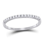 14k White Gold Round Diamond Womens Slender Stackable Size 9 Wedding Band 1/6 Cttw
