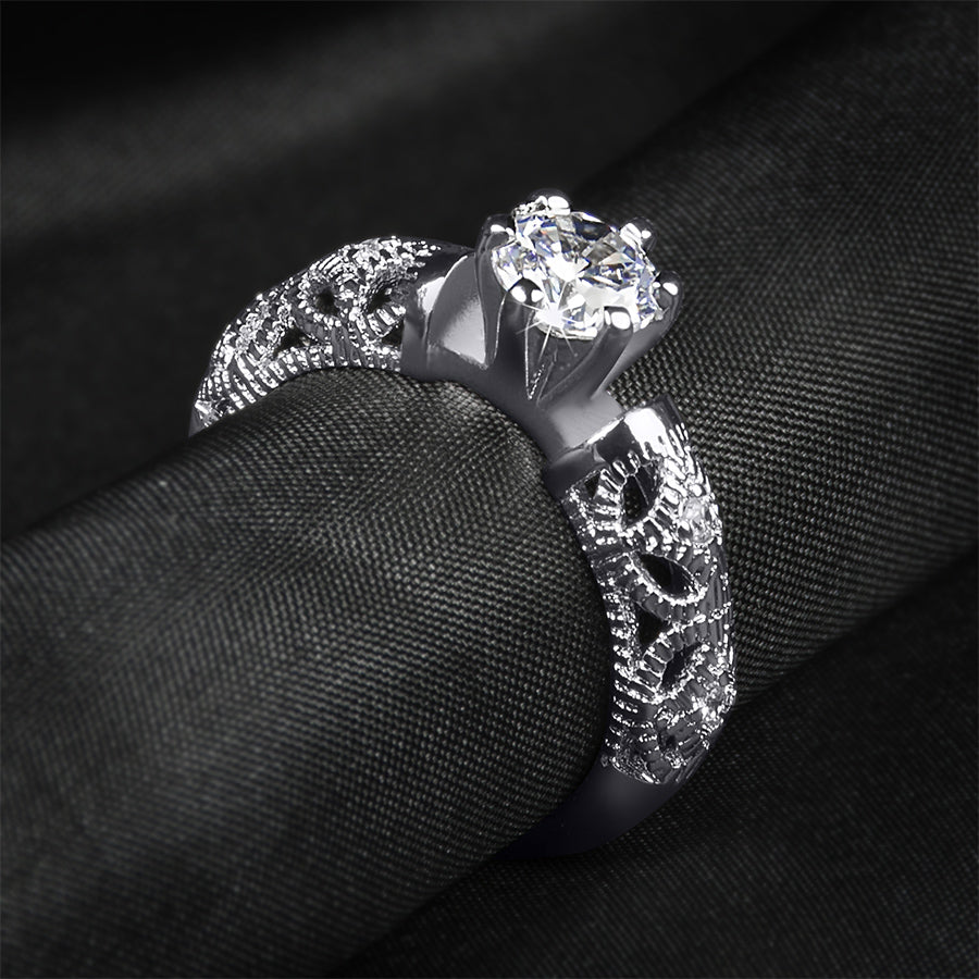 0.75 Carat CT Women's Vintage Engagement RING White Gold Plated Size 5-9