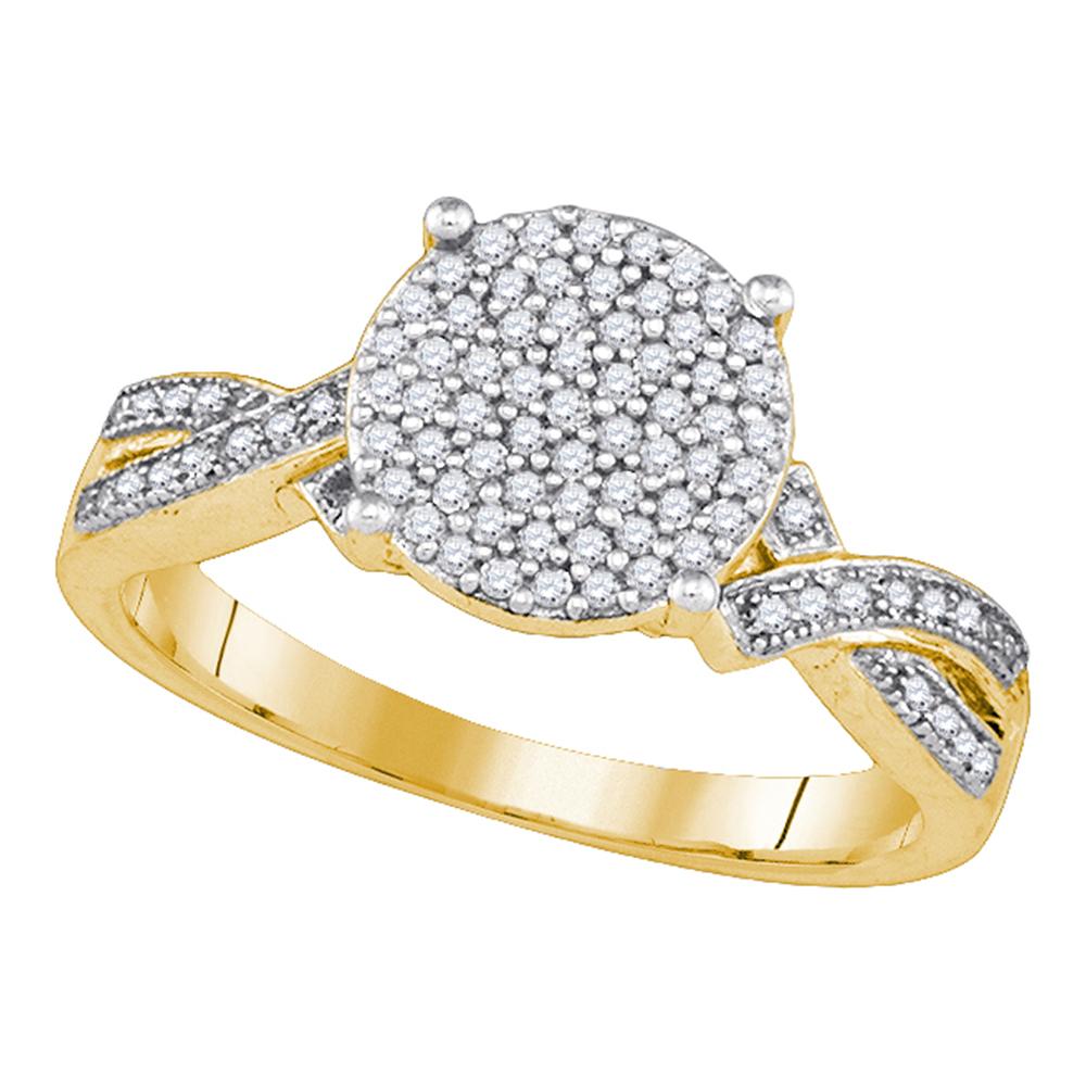 10kt Yellow Gold Womens Round Diamond Circle Cluster Ring 1/4 Cttw