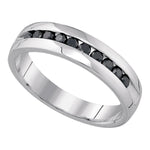 10kt White Gold Mens Round Black Color Enhanced Diamond Wedding Band Ring 1/2 Cttw