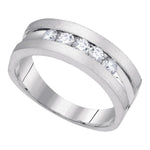 10kt White Gold Mens Round Diamond Wedding Band Ring 1/2 Cttw