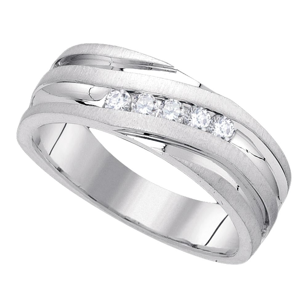 10kt White Gold Mens Round Diamond Wedding Band Ring 1/4 Cttw
