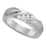 10k White Gold Mens Round Diamond Channel-set Wedding Anniversary Band Ring 1/6 Cttw