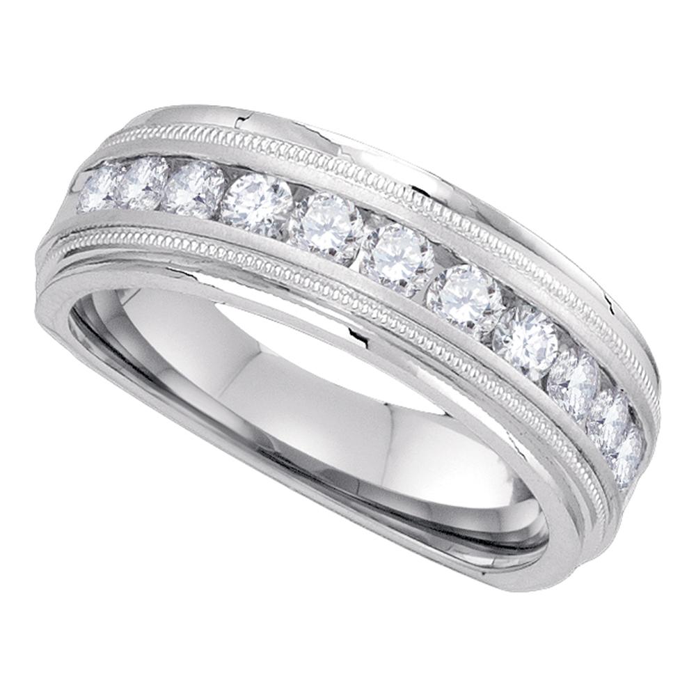 10kt White Gold Mens Round Diamond Wedding Band Ring 1.00 Cttw