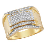10kt Yellow Gold Mens Round Diamond Contoured Arch Cluster Ring 1/3 Cttw
