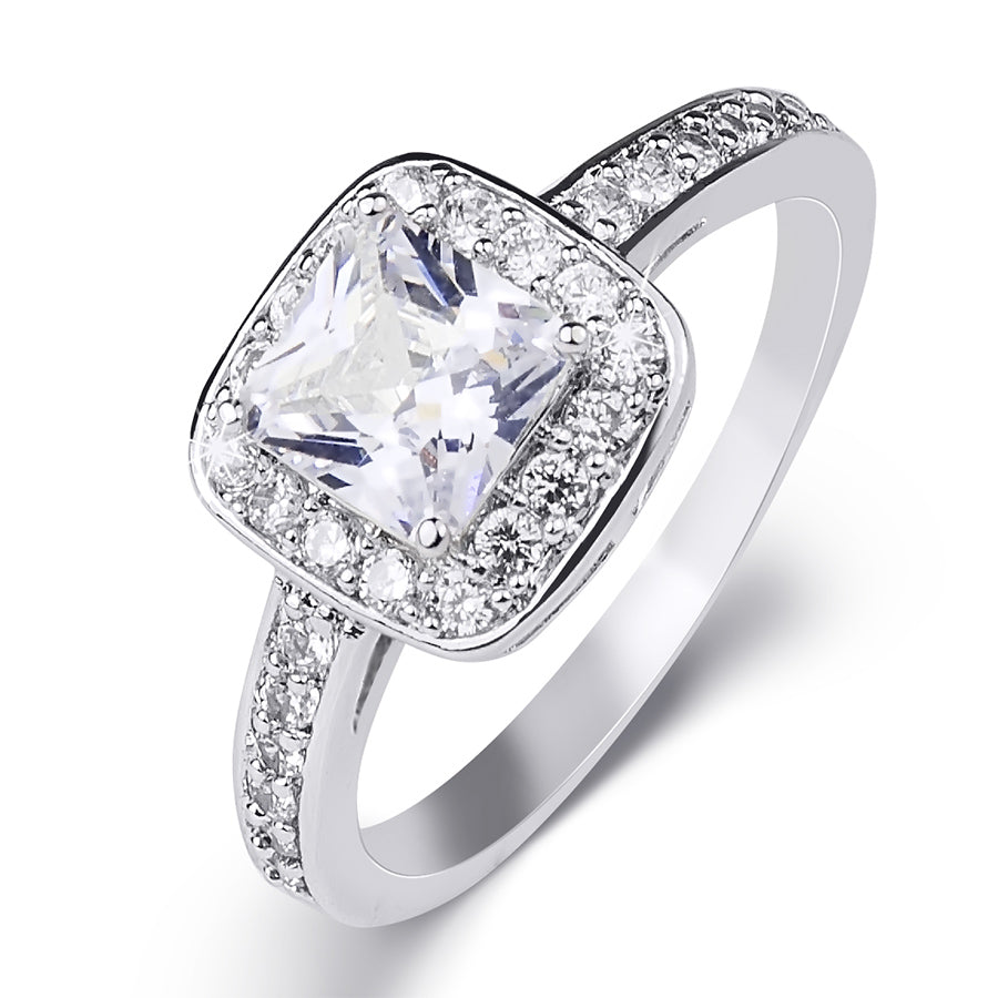 1.25 Carat Promise Engagement RING Princess Cut White Gold Plated Size