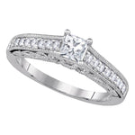 14kt White Gold Womens Princess Diamond Solitaire Bridal Wedding Engagement Ring 5/8 Cttw
