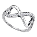 Sterling Silver White Diamond Infinity-weave Heart Womens Band Ring 1/6 Cttw