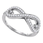 10kt White Gold Womens Round Diamond Infinity Fashion Ring 1/3 Cttw