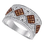 10kt White Gold Womens Round Cognac-brown Color Enhanced Diamond Band Ring 5/8 Cttw