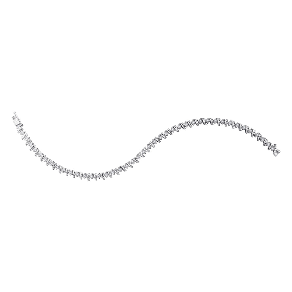 Sterling Silver Womens Round Diamond S Link Tennis Bracelet 1/3 Cttw