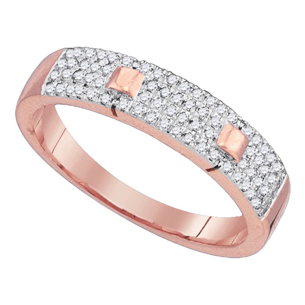 10kt Rose Gold Womens Round Diamond Pave Band Ring 1/4 Cttw