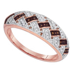 10kt Rose Gold Womens Round Red Color Enhanced Diamond Band Ring 1/6 Cttw