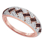 10kt Rose Gold Womens Round Red Color Enhanced Diamond Band Ring 1/6 Cttw