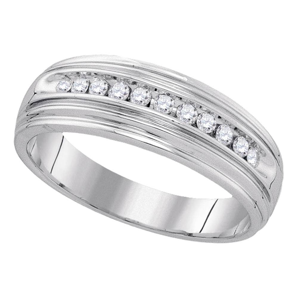 Sterling Silver Mens Round Diamond Wedding Band Ring 1/4 Cttw