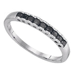 Sterling Silver Womens Round Black Color Enhanced Diamond Single Row Band 1/4 Cttw