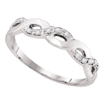 10kt White Gold Womens Round Diamond Woven Twist Band Ring 1/12 Cttw