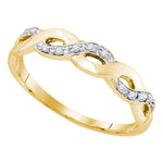 10kt Yellow Gold Womens Round Diamond Woven Twist Band Ring 1/12 Cttw