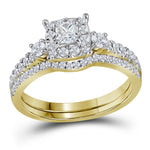 14k Yellow Gold Womens Princess Diamond Bridal Wedding Engagement Ring Band Set 7/8 Cttw