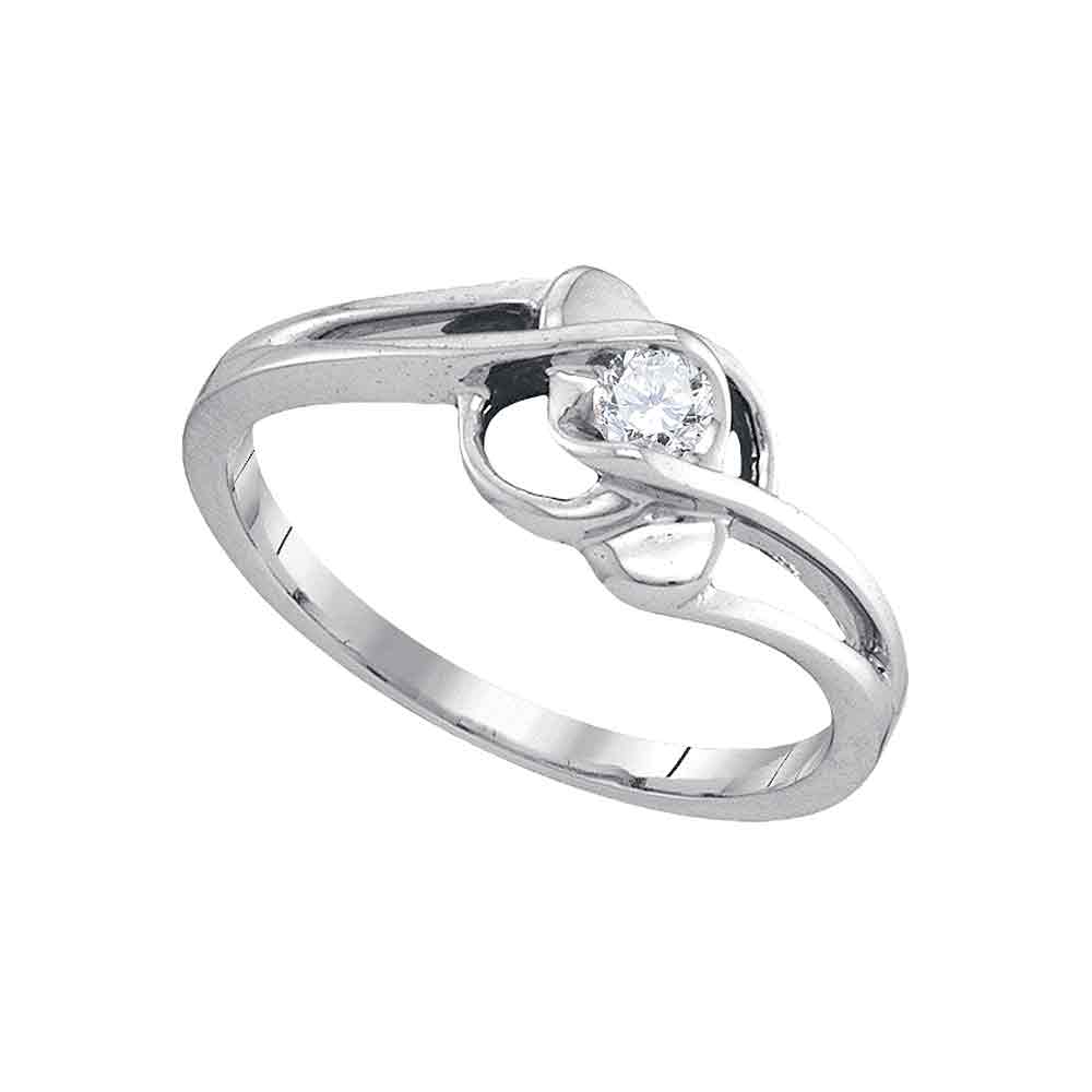 10kt White Gold Womens Round Diamond Solitaire Promise Bridal Ring 1/6 Cttw