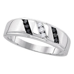 Sterling Silver Mens Round Black Color Enhanced Diamond Wedding Band Ring 1/4 Cttw