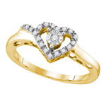 Yellow-tone Sterling Silver Womens Round Diamond Heart Love Ring 1/10 Cttw