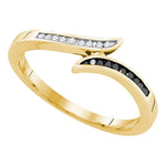 10k Yellow Gold Black Color Enhanced Diamond Womens Slender Bypass Band Ring Unique 1/10 Cttw