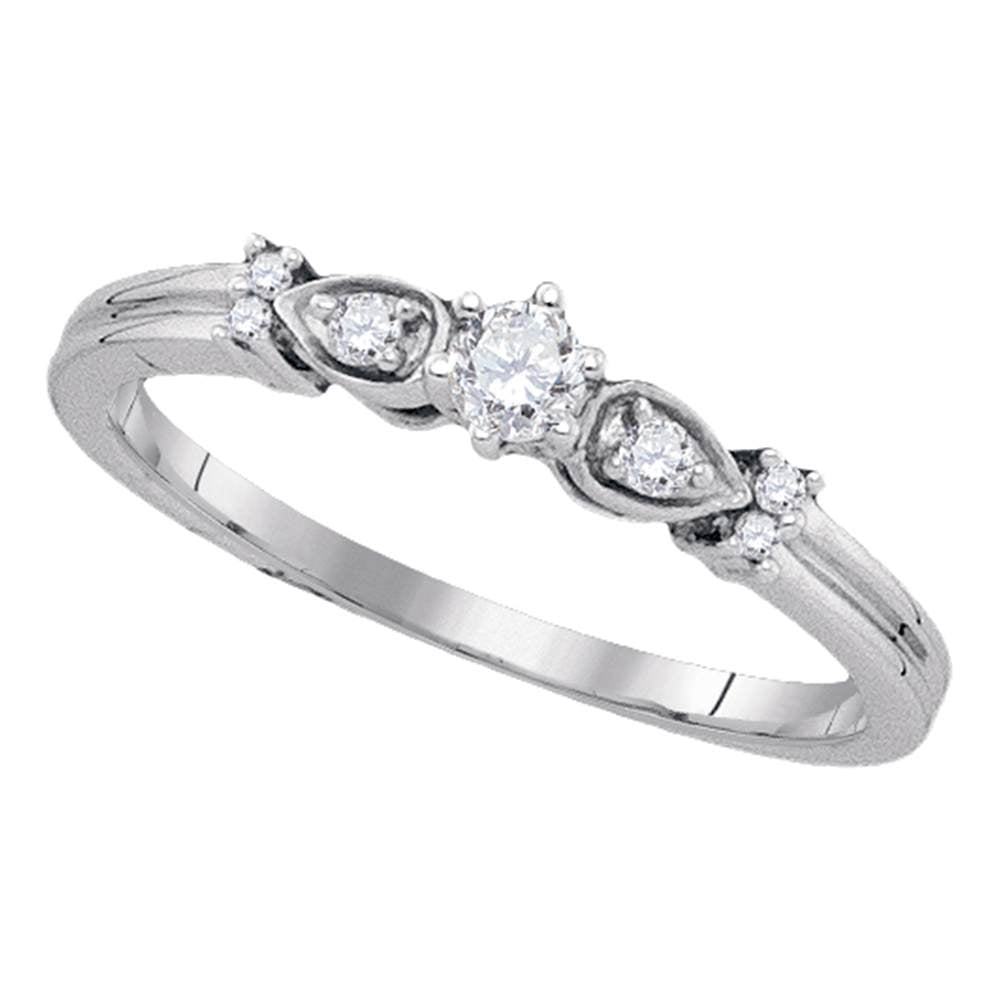Sterling Silver Womens Round Diamond Solitaire Bridal Wedding Engagement Ring 1/6 Cttw