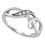 Sterling Silver Womens Round Diamond Twist Fashion Band Ring .03 Cttw