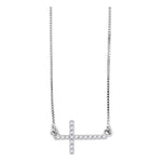 10kt White Gold Womens Round Diamond Cross Pendant Necklace Chain 1/10 Cttw